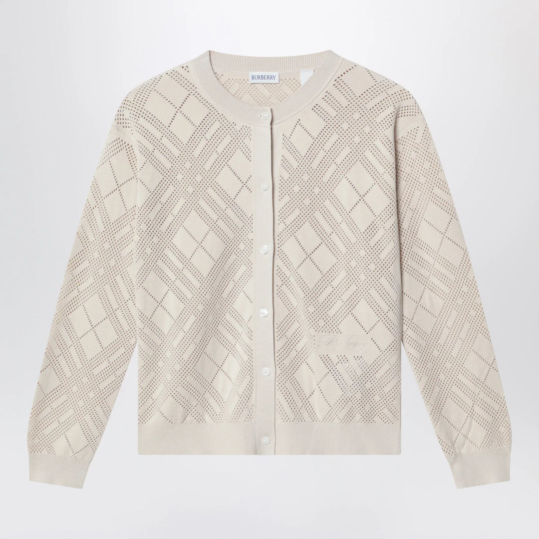 Burberry - Openwork cotton cardigan in light beige Brand Apparel &amp; Accessories > Clothing > Shirts &amp; Tops