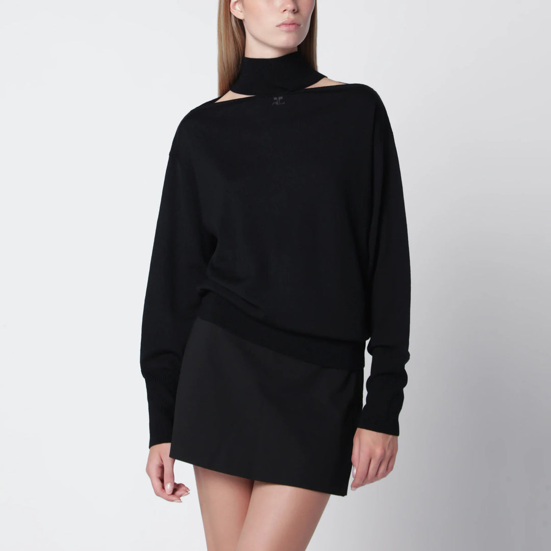 Courrèges - Black merino wool turtleneck sweater Brand Apparel &amp; Accessories > Clothing > Shirts &amp; Tops