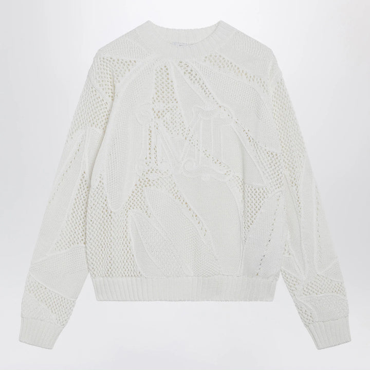 Max Mara - Embroidered cotton crewneck sweater in white Brand Apparel &amp; Accessories > Clothing > Shirts &amp; Tops XS