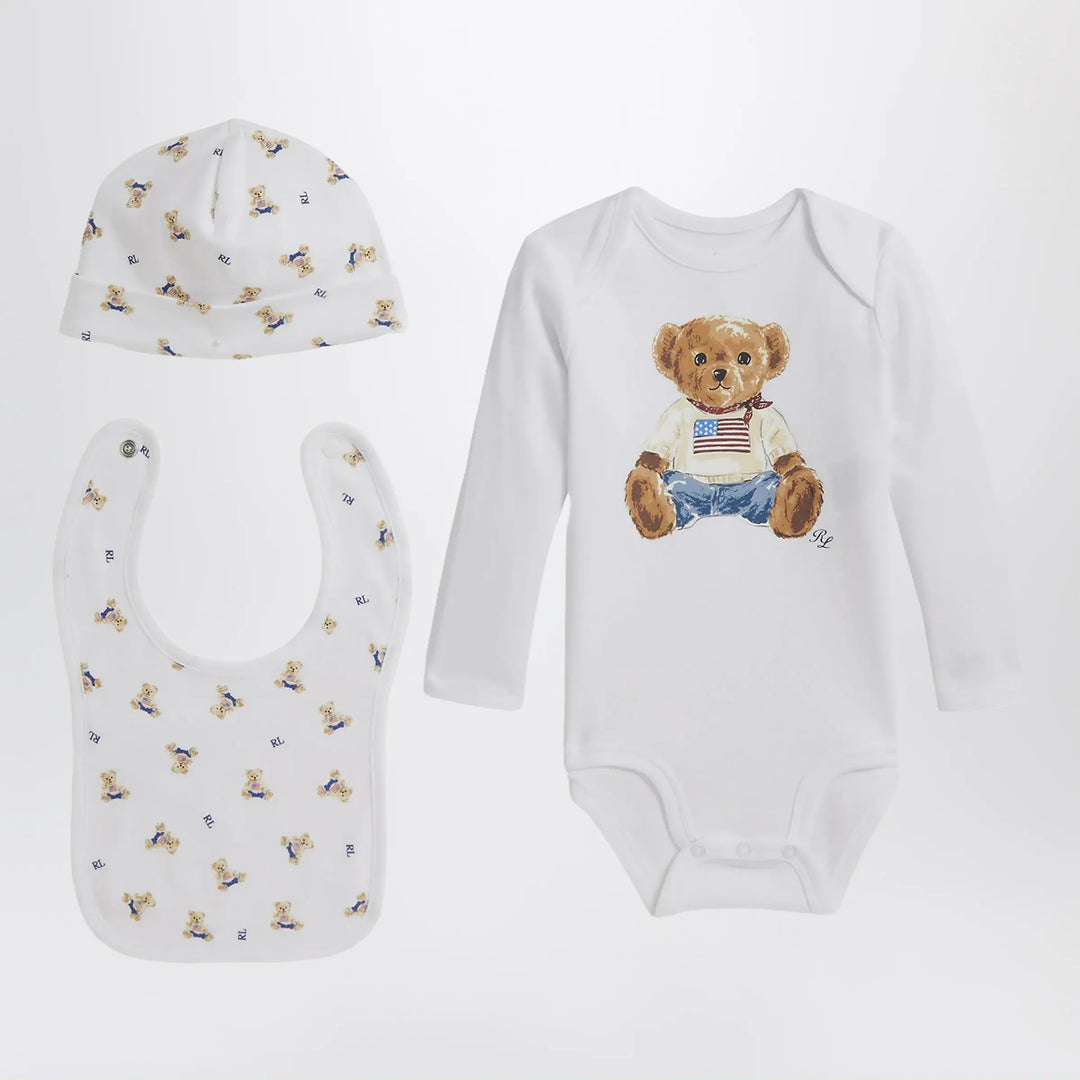 Polo Ralph Lauren - Three-piece Polo Bear cotton set in white Brand Apparel & Accessories > Clothing > Shirts & Tops 6M