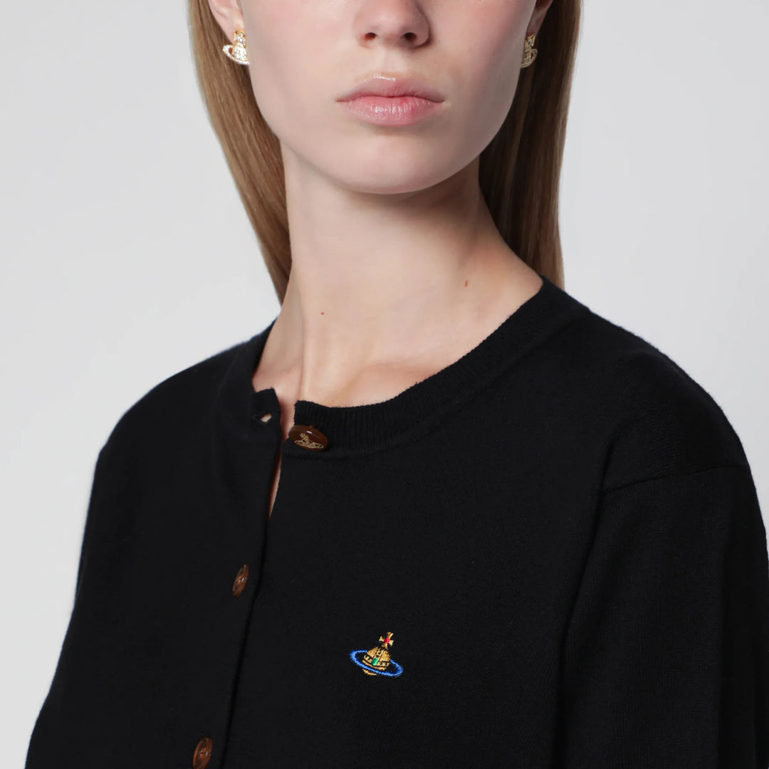Vivienne Westwood - Bea cotton-cashmere cardigan with Orb embroidery, black Brand Apparel &amp; Accessories > Clothing > Shirts &amp; Tops