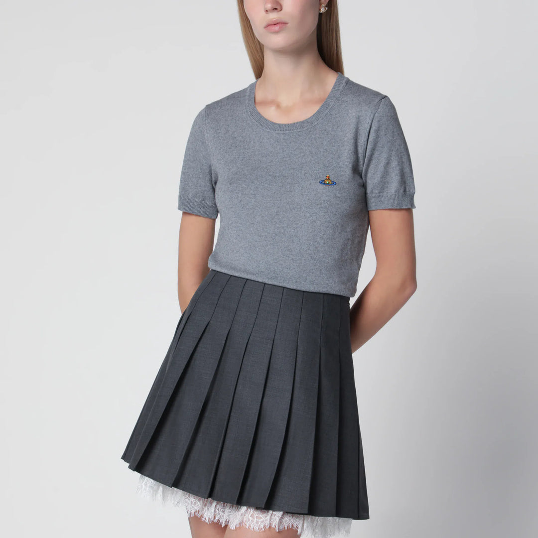 Vivienne Westwood - Bea knit cotton-cashmere T-shirt in dark grey Brand Apparel &amp; Accessories > Clothing > Shirts &amp; Tops XS