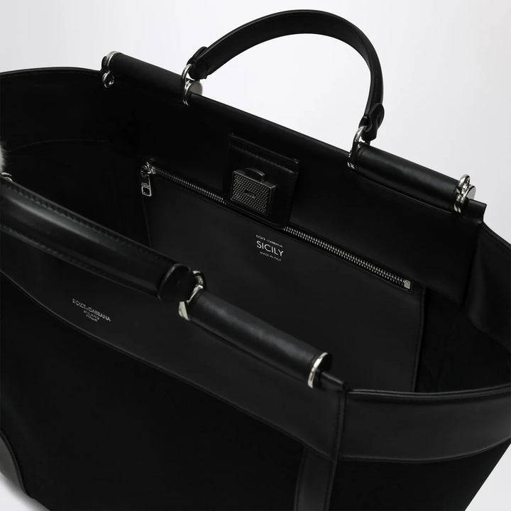 Dolce&amp;Gabbana - Black fabric and leather tote bag Brand Apparel &amp; Accessories TU