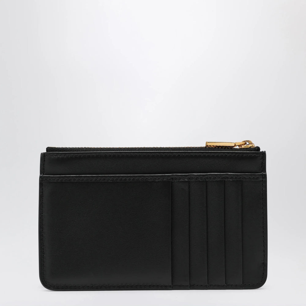 Dolce&Gabbana - Black leather zip card holder with DG logo Brand Apparel & Accessories TU