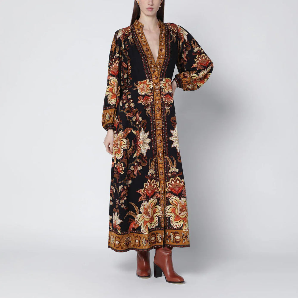 FARM Rio - Black “Majestic Garden” long dress Brand Apparel & Accessories S