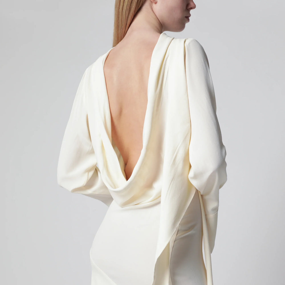 Francesco Murano - White asymmetric silk-blend dress Brand Apparel & Accessories