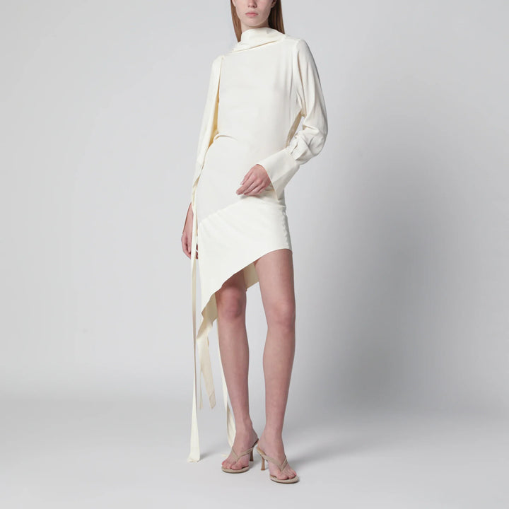 Francesco Murano - White asymmetric silk-blend dress Brand Apparel &amp; Accessories 38  IT