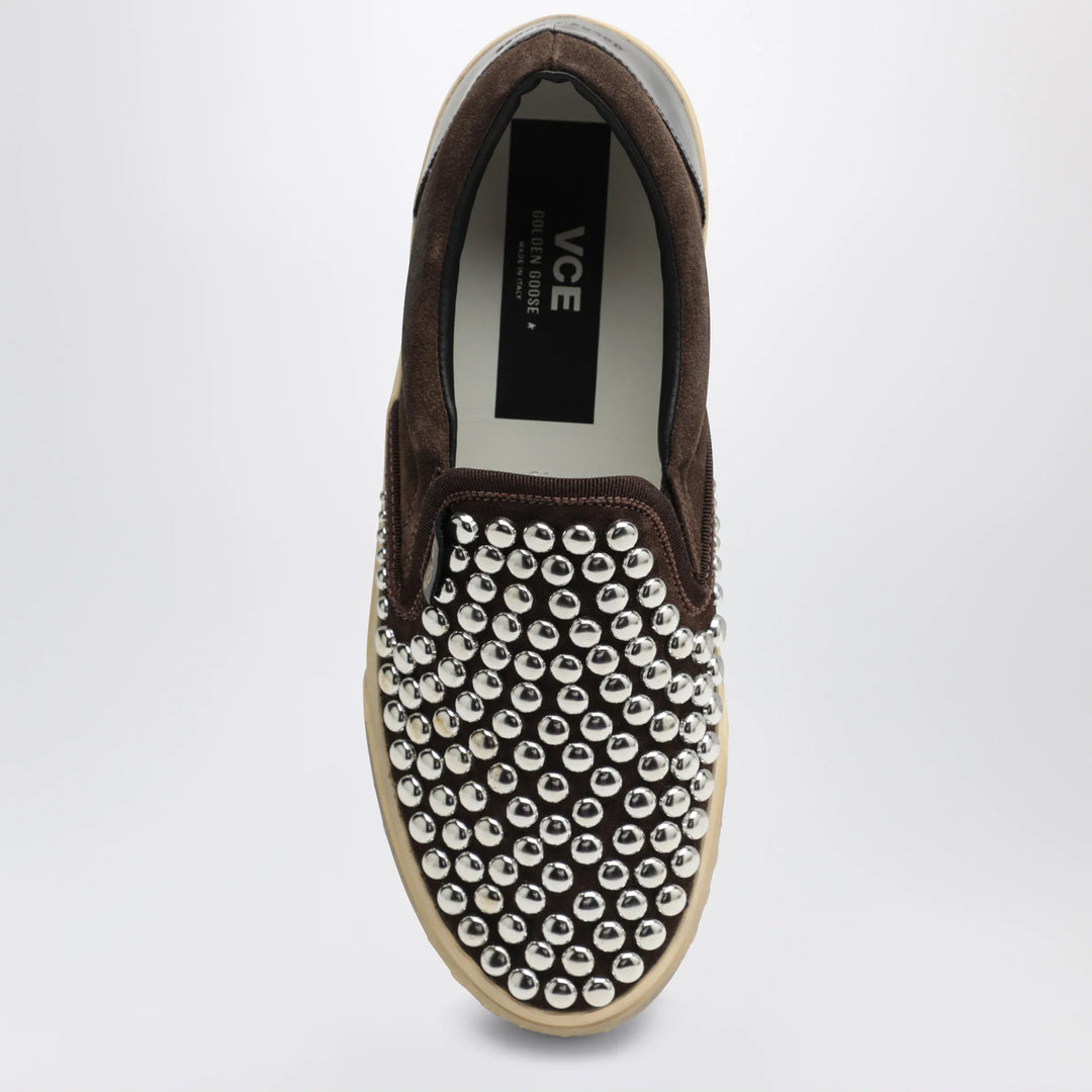 Golden Goose - Brown suede slip-on shoes with studs Brand Apparel &amp; Accessories