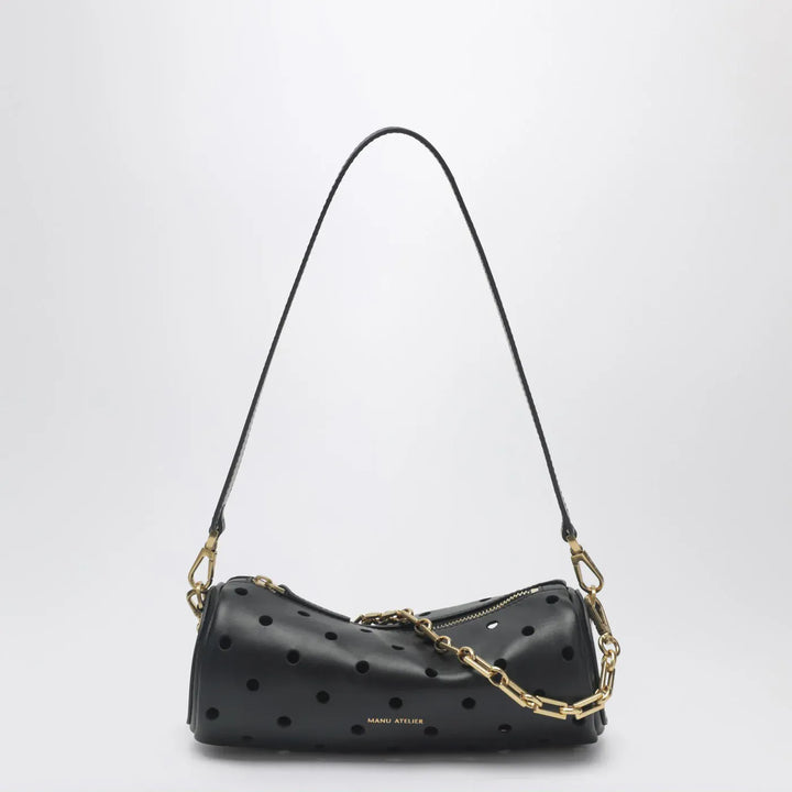 Manu Atelier - Mini Cylinder bag in perforated black leather Brand Apparel &amp; Accessories U