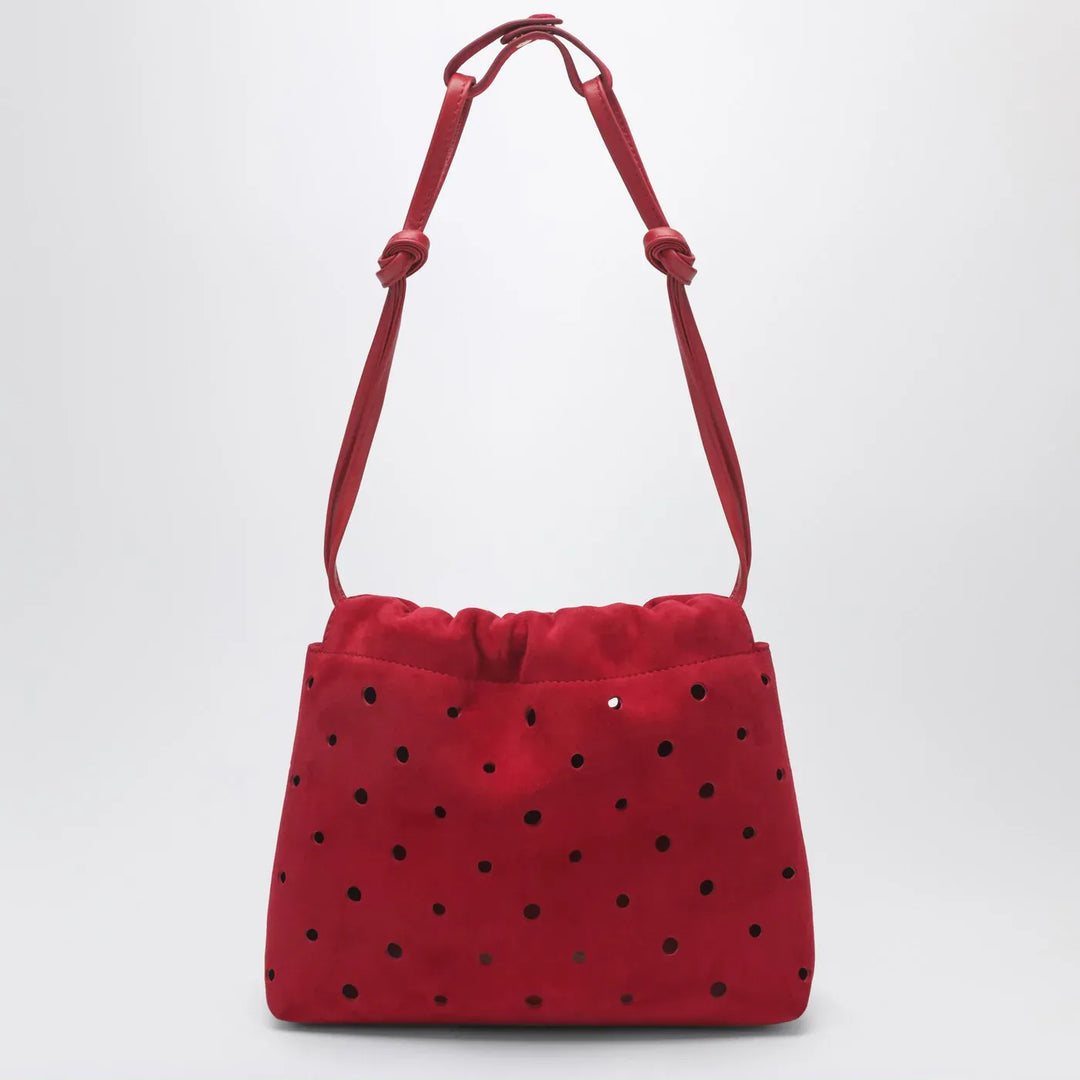 Manu Atelier - Romy perforated red suede pouch Brand Apparel &amp; Accessories U