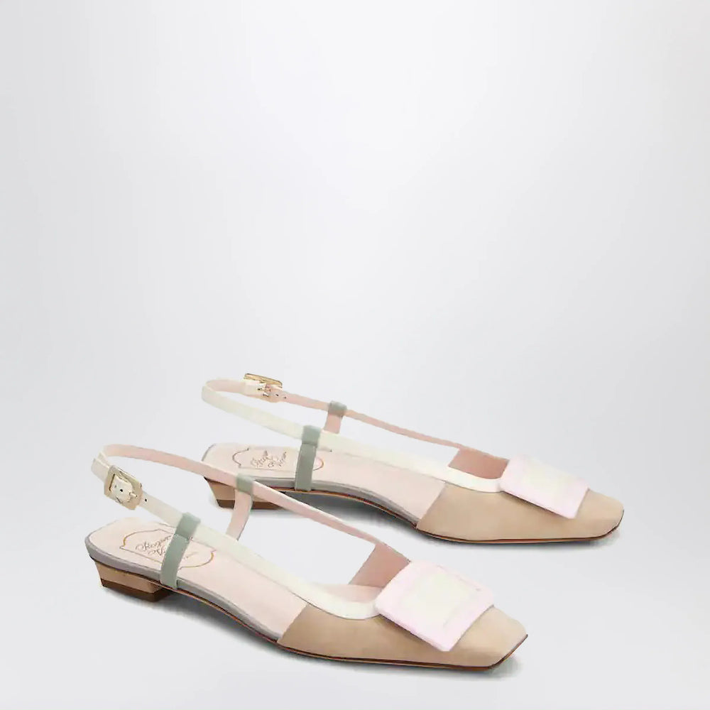ROGER VIVIER - Belle Vivier slingback ballet flats in beige/cream/purple suede Brand Apparel & Accessories