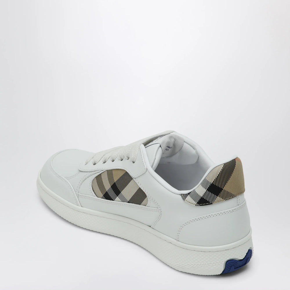 Burberry - White leather sneaker terrace and Check Brand Apparel & Accessories > Shoes