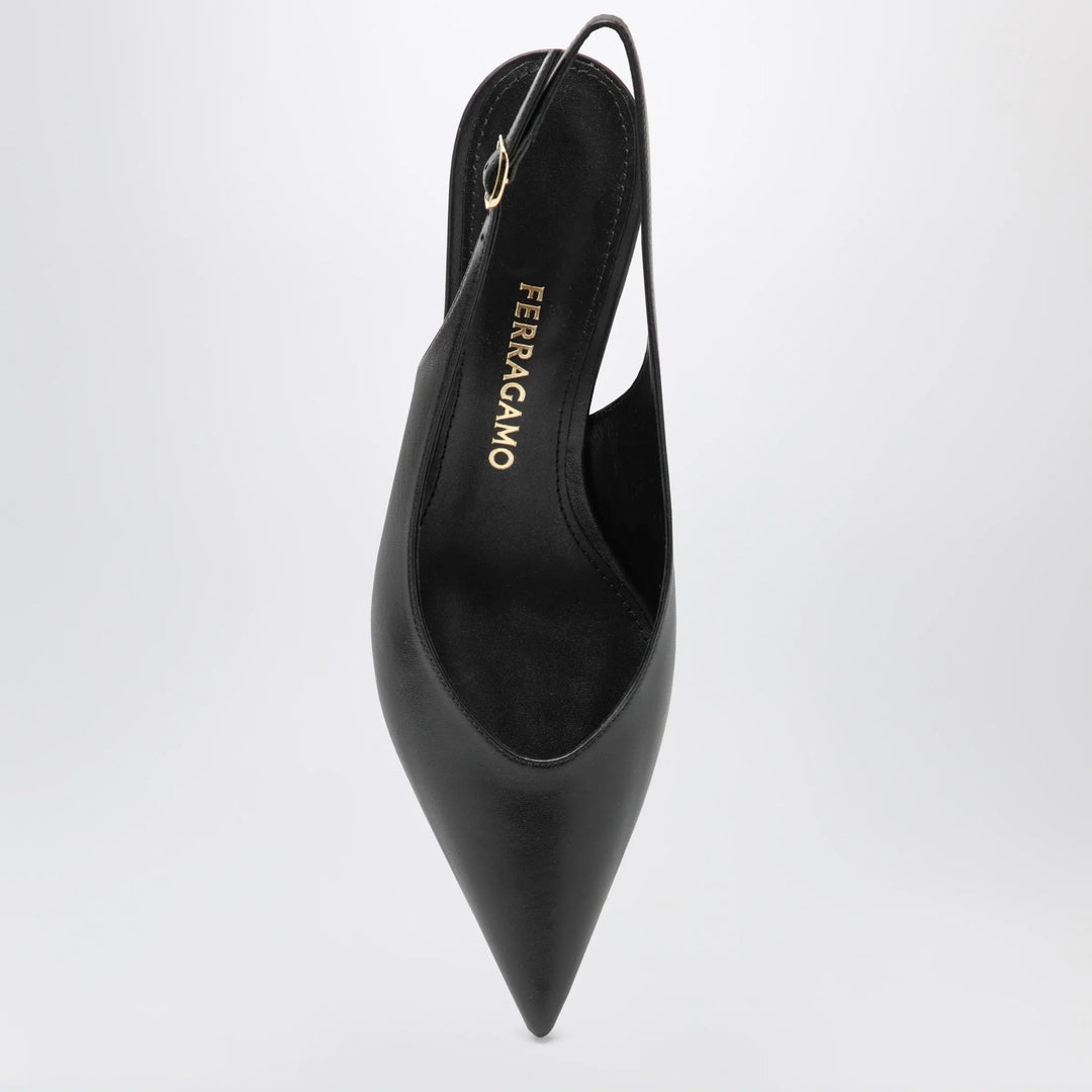 Ferragamo - Black slingback with sculptural S heel Brand Apparel &amp; Accessories > Shoes