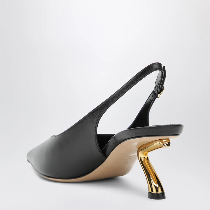 Ferragamo - Black slingback with sculptural S heel Brand Apparel &amp; Accessories > Shoes