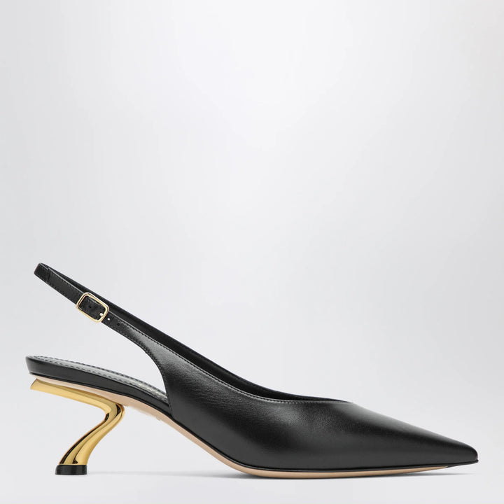 Ferragamo - Black slingback with sculptural S heel Brand Apparel &amp; Accessories > Shoes 5,5 US