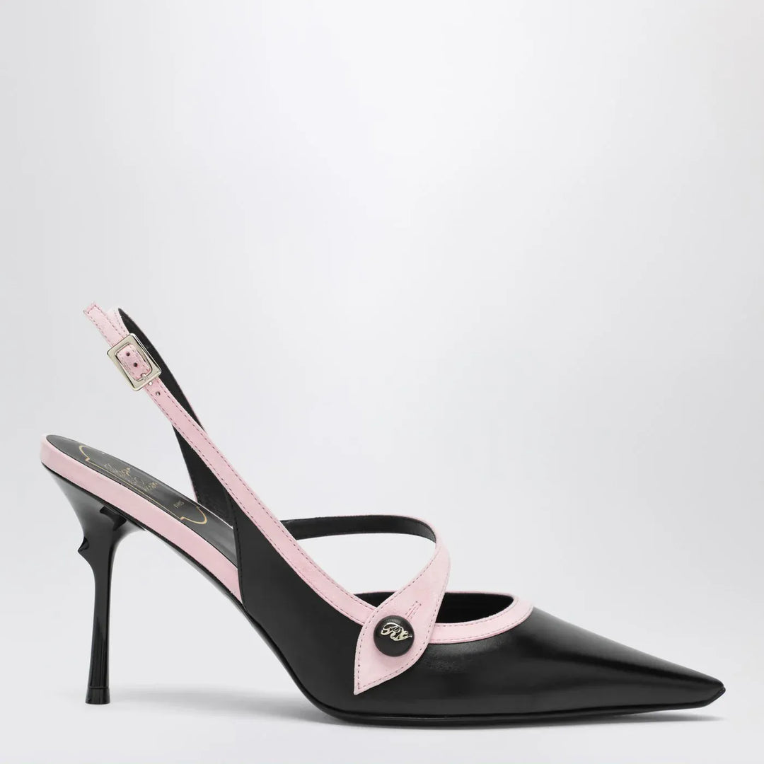 ROGER VIVIER - Black/pink Vivier slingback pumps Brand Apparel & Accessories > Shoes 37 IT