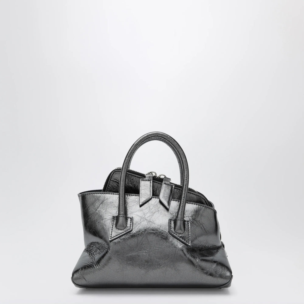 The Attico - La Passeggiata Mini dark grey cracked laminated leather bag Brand Apparel & Accessories TU