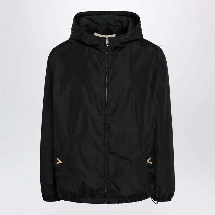Valentino - Black windbreaker with Vgold detail Brand Apparel &amp; Accessories 48 IT