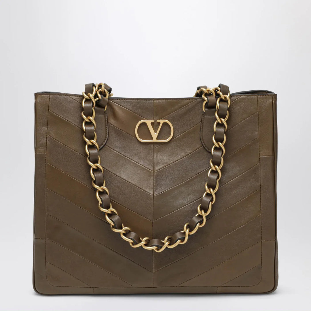 Valentino Garavani - Laseine shopping bag in tundra green Brand Apparel &amp; Accessories TU