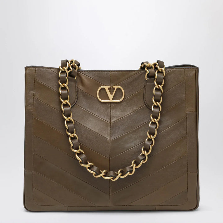 Valentino Garavani - Laseine shopping bag in tundra green Brand Apparel &amp; Accessories TU