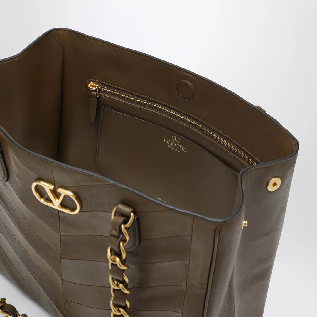 Valentino Garavani - Laseine shopping bag in tundra green Brand Apparel &amp; Accessories TU