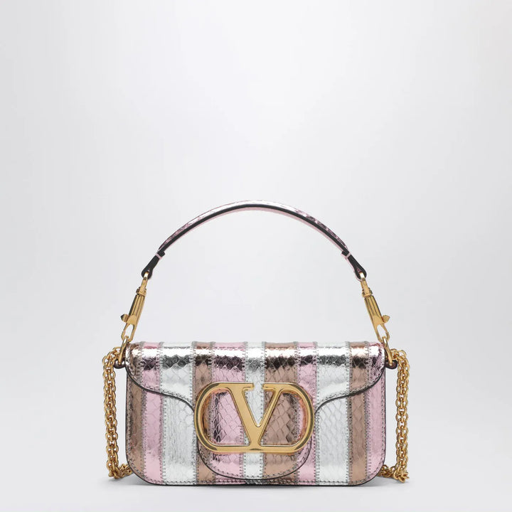 Valentino Garavani - Small Locò shoulder bag in multicolour laminated elaphe leather Brand Apparel &amp; Accessories TU