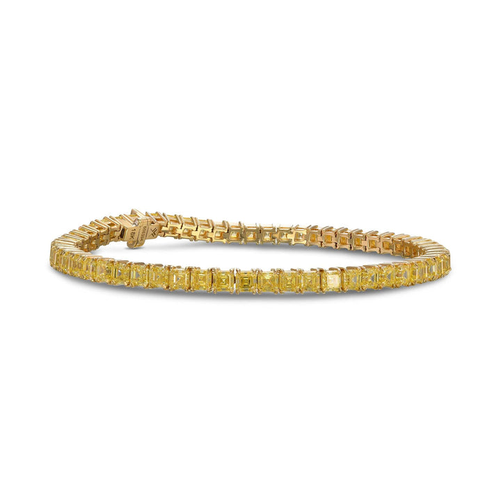 LEIBISH 12.04ct Fancy Intense Yellow Asscher Diamond Tennis Bracelet Brand Bracelet