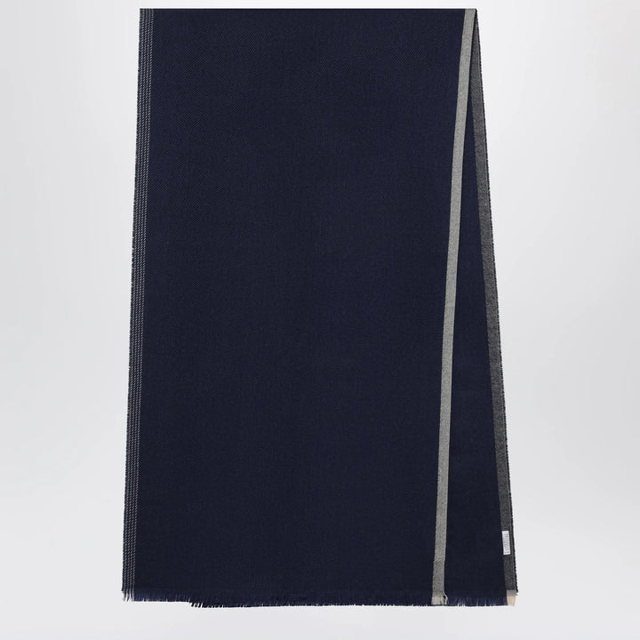 Brunello Cucinelli - Blue/Brown/Grey Wool and Cashmere Scarf Brand U