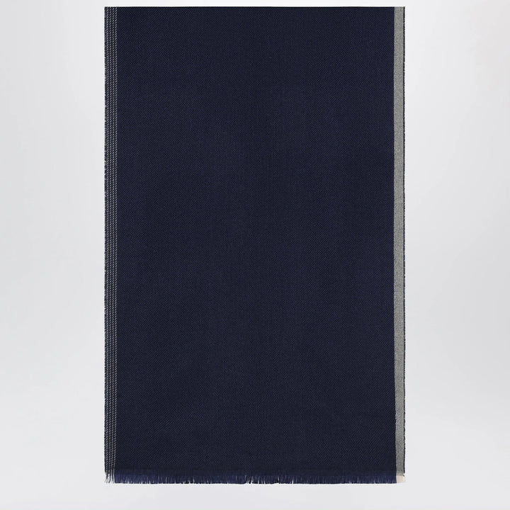 Brunello Cucinelli - Blue/Brown/Grey Wool and Cashmere Scarf Brand U