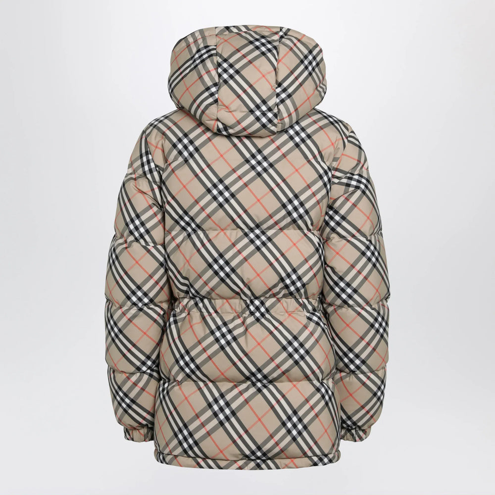 Burberry - Hooded check nylon puffer jacket in sand Brand