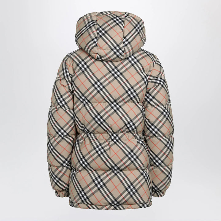 Burberry - Hooded check nylon puffer jacket in sand Brand