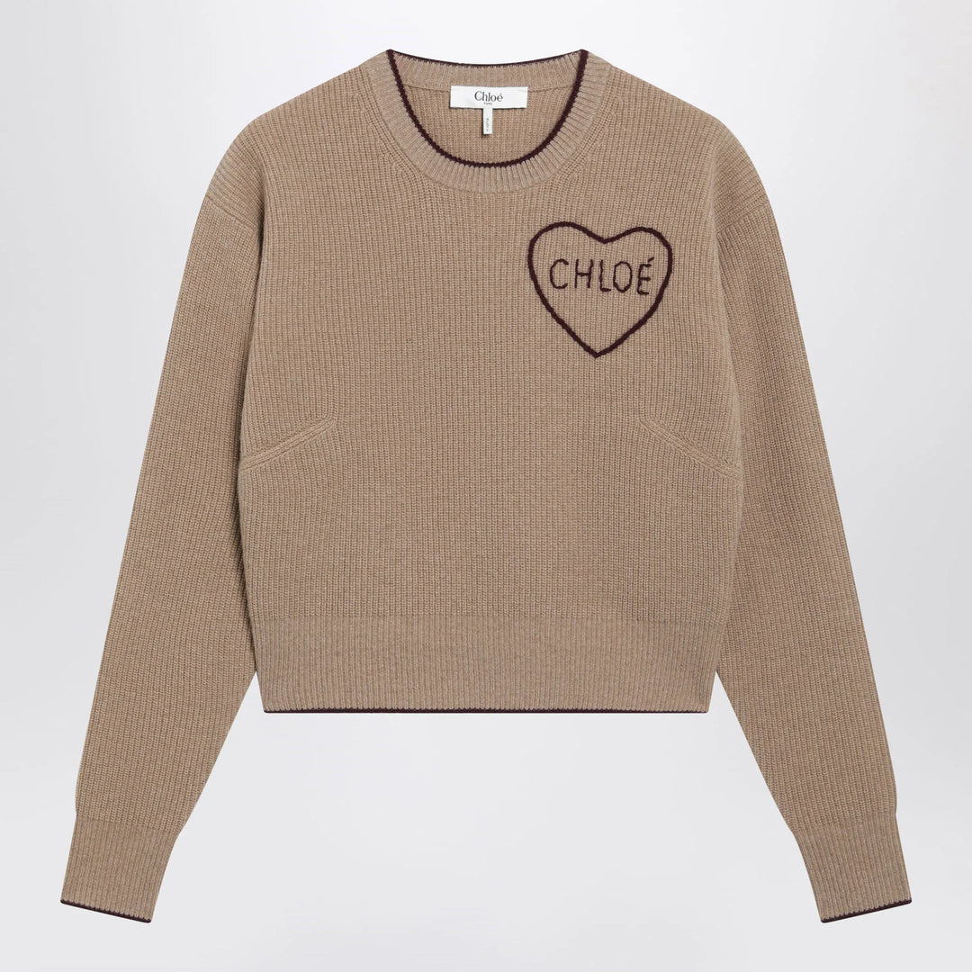 Chloé - Light Brown Wool and Cashmere Logo Sweater Brand S