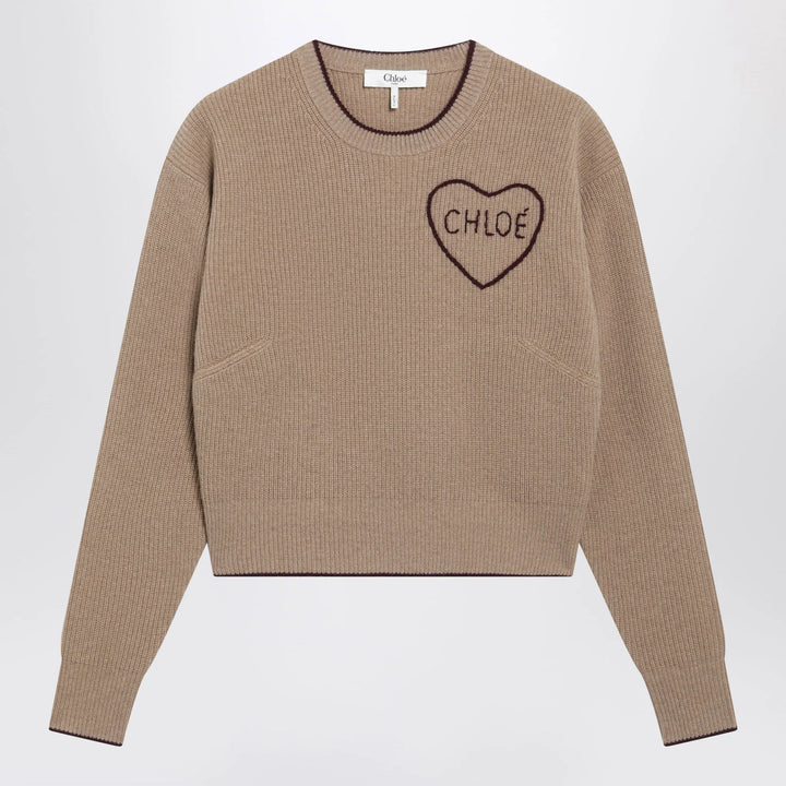 Chloé - Light Brown Wool and Cashmere Logo Sweater Brand S