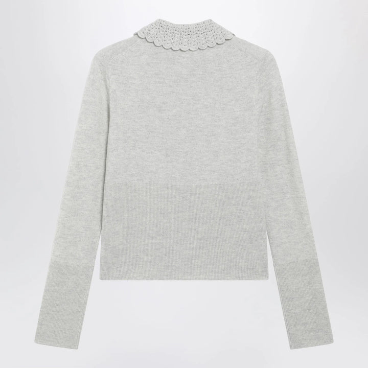 Chloé - Slim-fit logo wool cardigan in Sweet Grey Brand