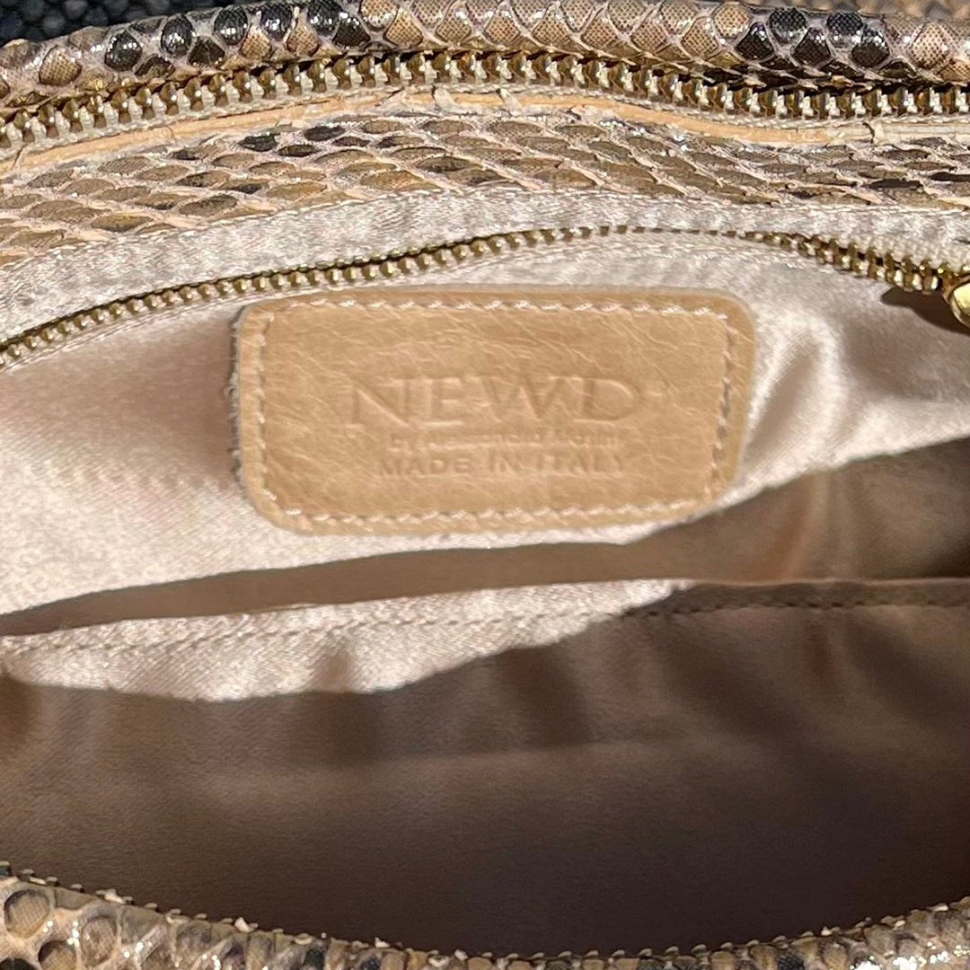 Italian Luxury Group Clutch Pearly Gold Python Clutch With Nacre' Pearls Decoration Brand