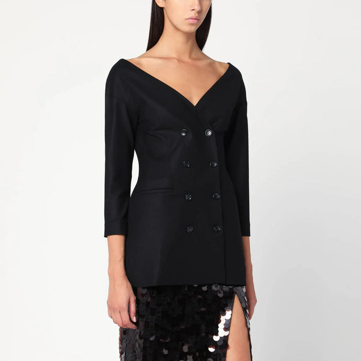 Alberta Ferretti - Black wool V-neck jacket Brand Coats &amp; Jackets 40  IT