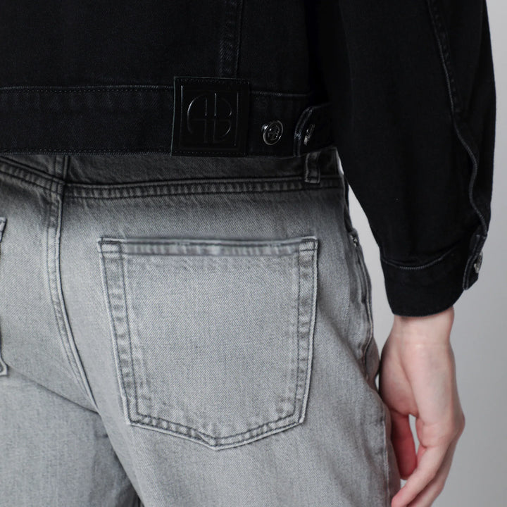 ANINE BING - Quincy cropped black denim jacket in cotton Brand Coats &amp; Jackets
