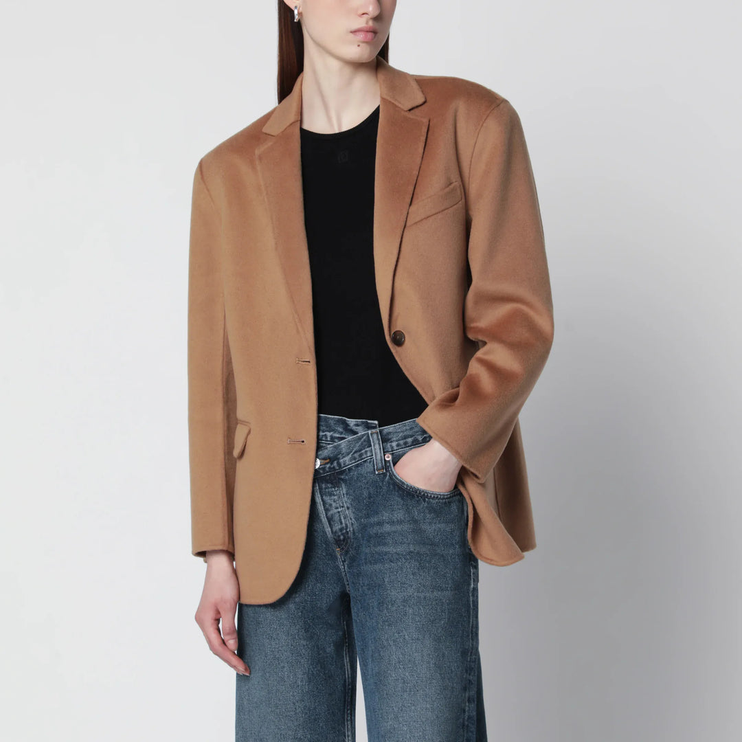 ANINE BING - Quinn blazer in wool and cashmere, camel Brand Coats &amp; Jackets XS