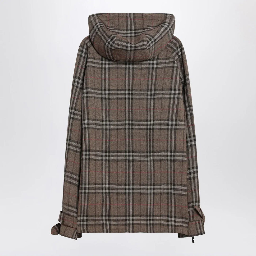 Burberry - Half-zip jacket with Check pattern in silk blend Brand Coats &amp; Jackets