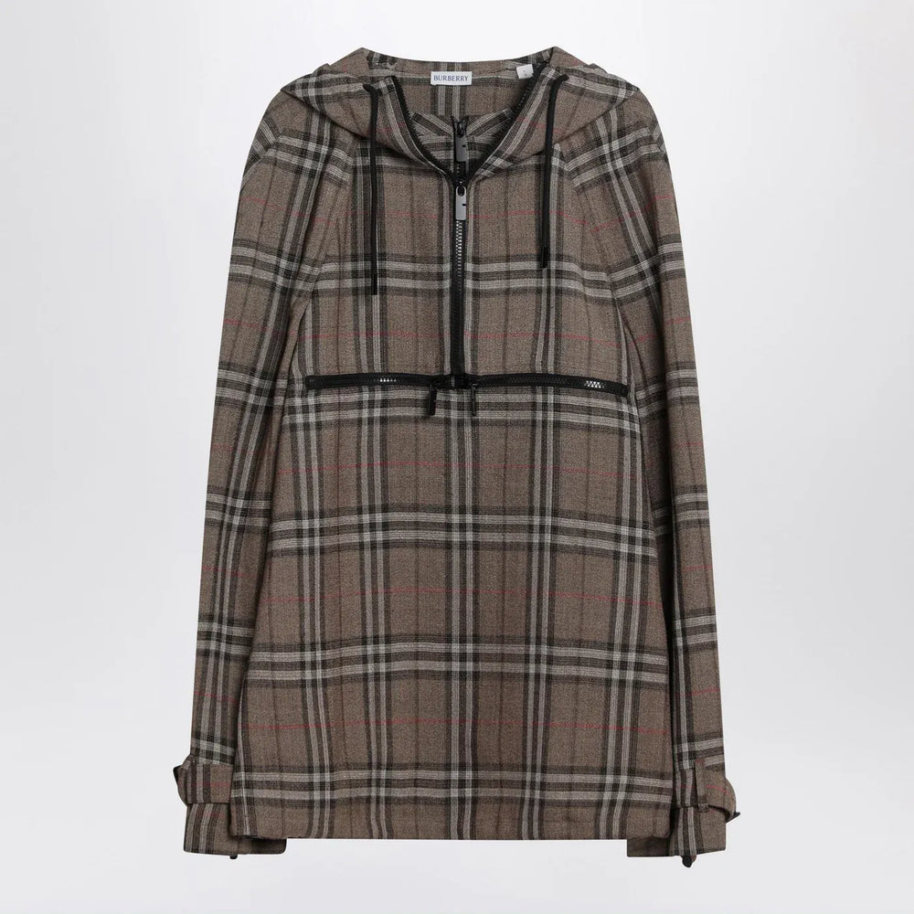 Burberry - Half-zip jacket with Check pattern in silk blend Brand Coats & Jackets L