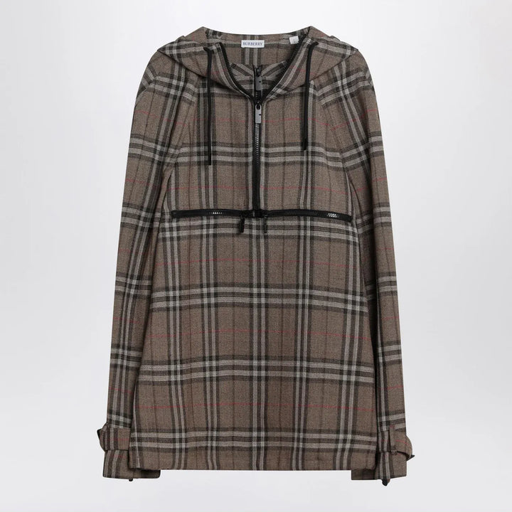 Burberry - Half-zip jacket with Check pattern in silk blend Brand Coats &amp; Jackets L