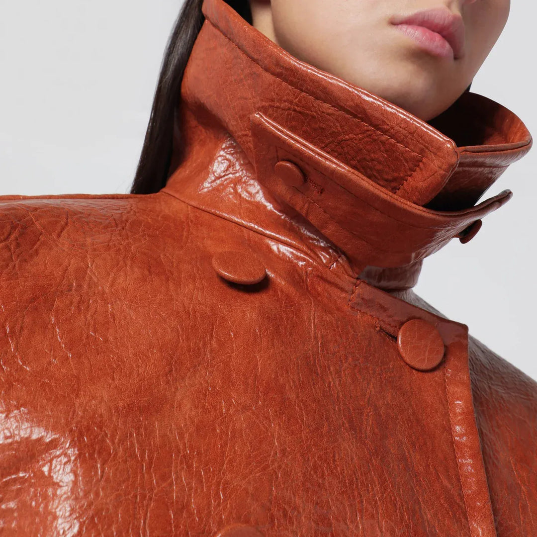 THE ANDAMANE - Tan leather-effect belted jacket Brand Coats &amp; Jackets 40  IT