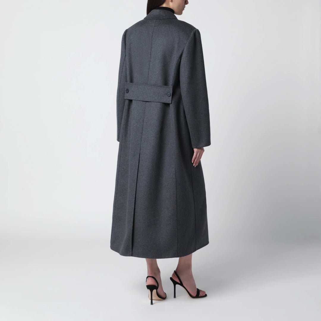 Victoria Beckham - Double-breasted coat in grey mélange wool and cashmere Brand Coats &amp; Jackets