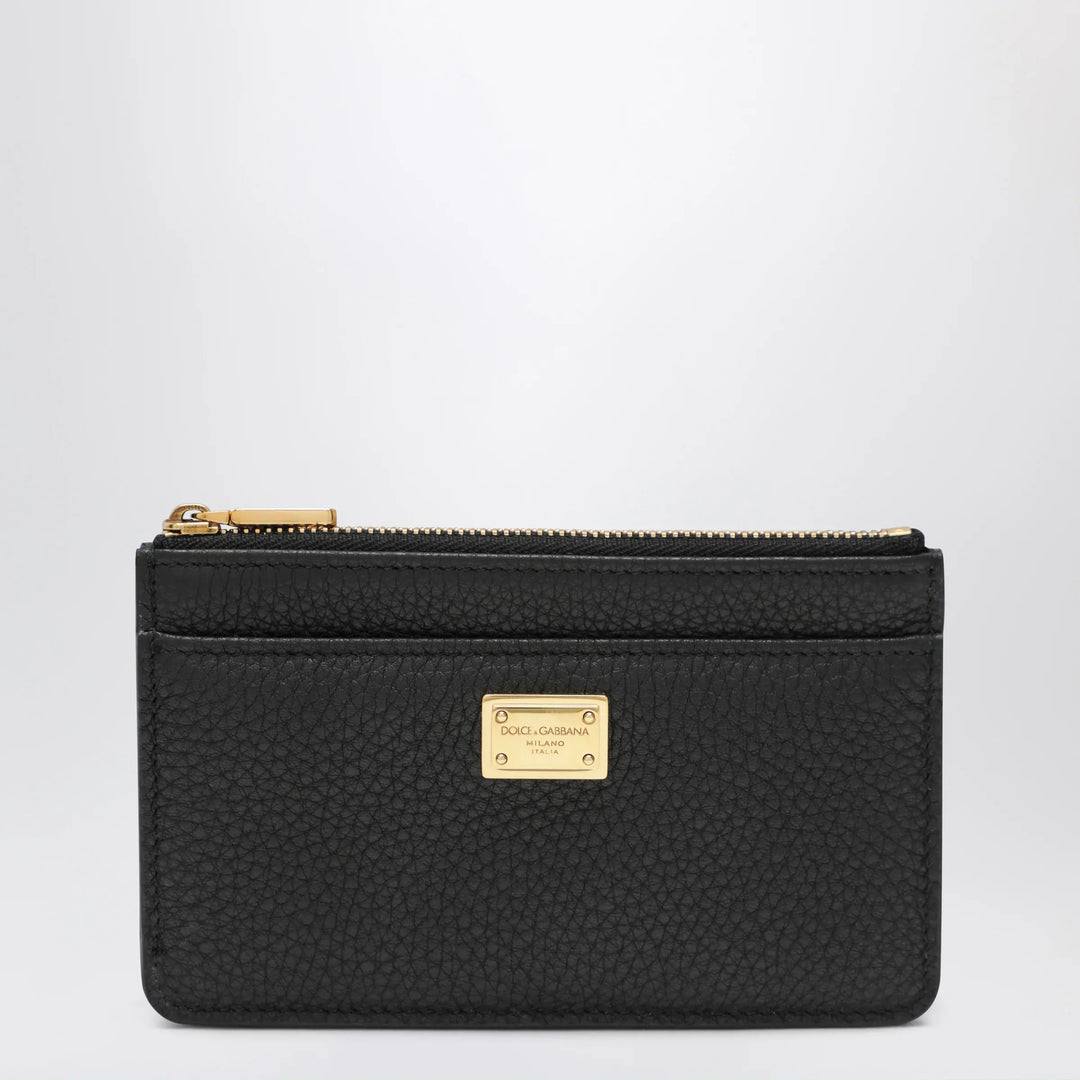 Dolce&amp;Gabbana - Black Dauphine Calf Leather Card Holder Brand U