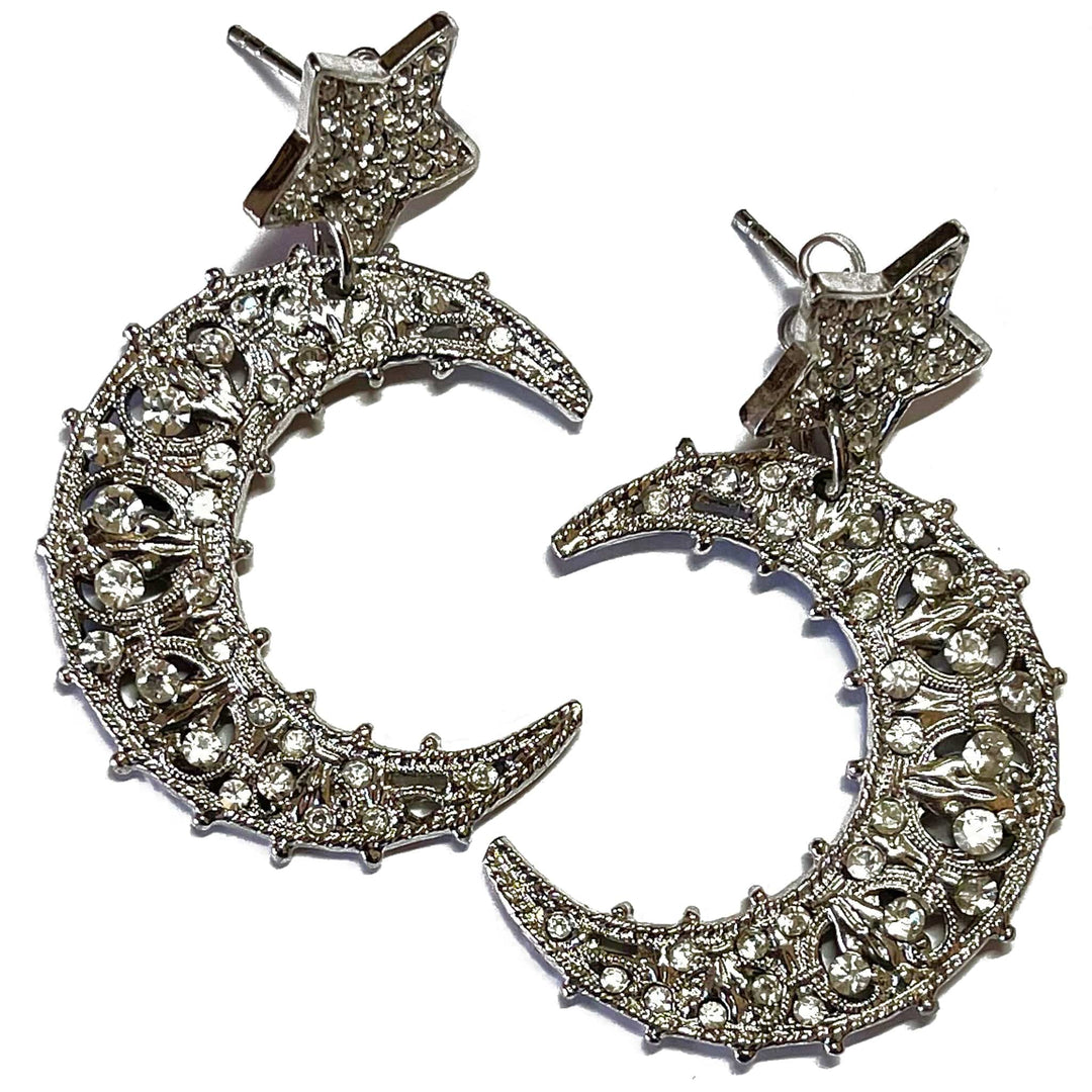 Giora Earrings Giora' Earrings Moon Shape Star With Swarovski Crystals Brand