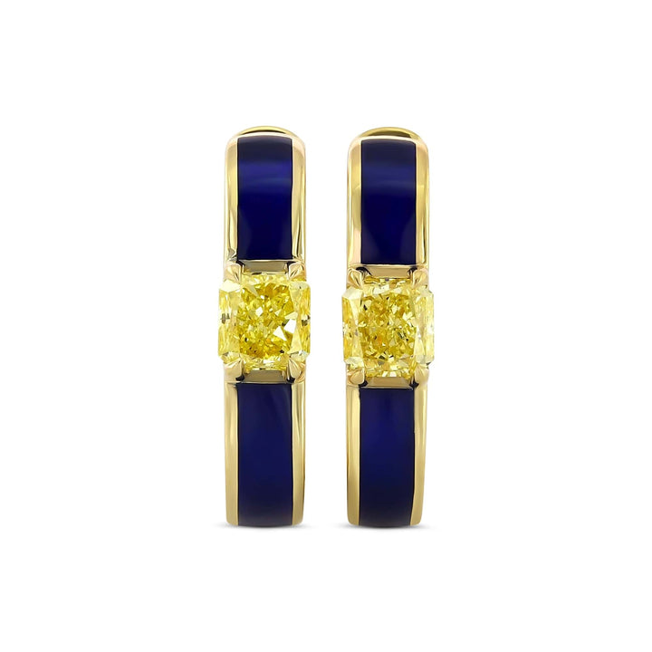 LEIBISH 0.51ct Fancy Yellow Radiant Diamond Hoop Earrings Brand Earrings