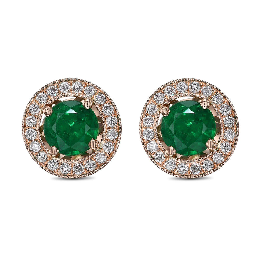 LEIBISH 0.92ct Green Emerald &amp; Diamond Halo Earrings Brand Earrings
