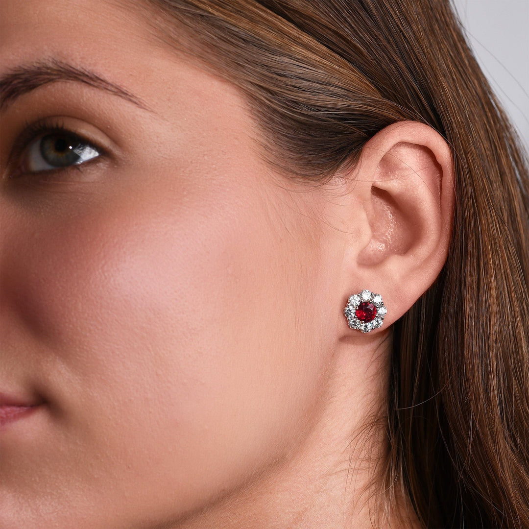 LEIBISH 1.81ct Mozambique Pigeon Blood Ruby Halo Earrings Brand Earrings