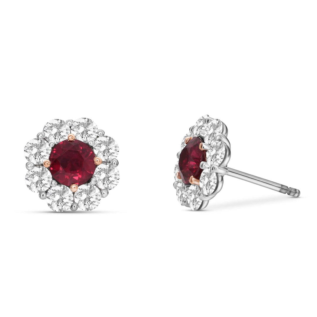 LEIBISH 1.81ct Mozambique Pigeon Blood Ruby Halo Earrings Brand Earrings