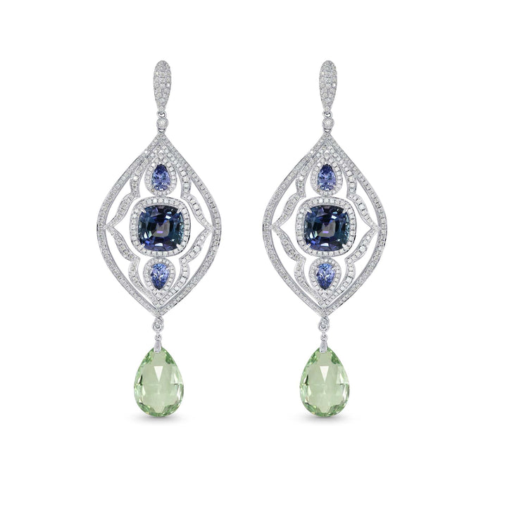 LEIBISH 10.02ct Unheated Tanzanite &amp; Aquamarine Drop Earrings Brand Earrings